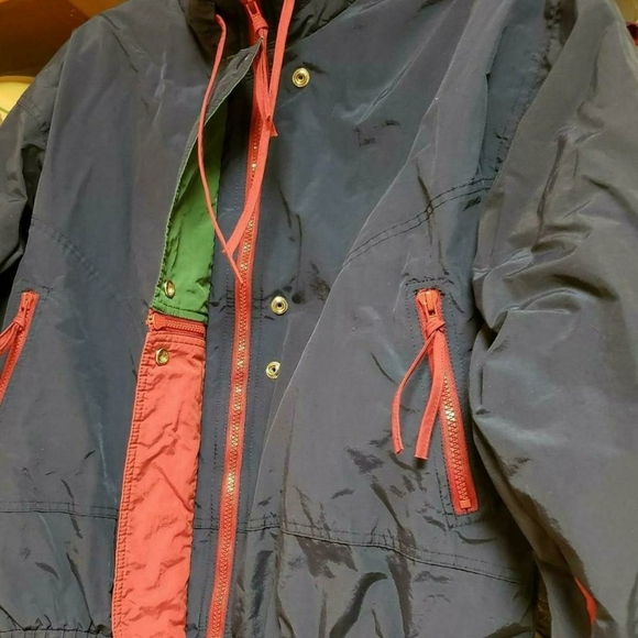 90s Gorpcore Utility Navy Red Green Ski Jacket Colorblock - Picture 4 of 4